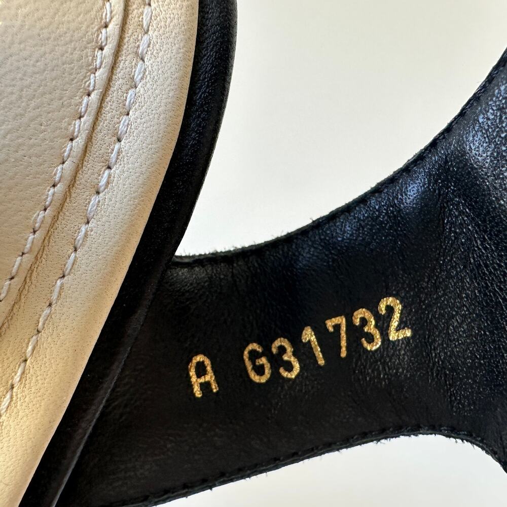 CHANEL CC Logo Black Lambskin Quilted Heels Gold Chain Strap Sandals IT 39 - Picture 12 of 16